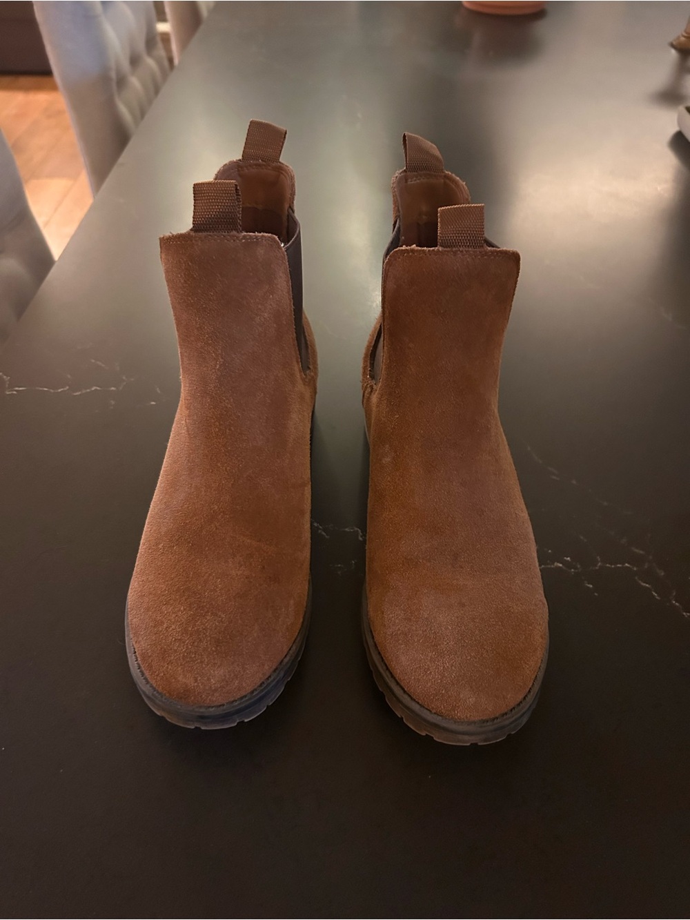 Kensie Brown Suede Chelsea Ankle Boots